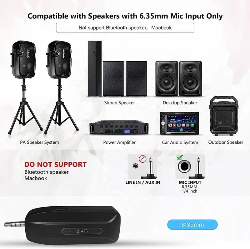 DYKESION Wireless Microphone Headset  Wireless Headset & Handheld 2 in 1 Mic 2.4G Headworn Microphones Wireless