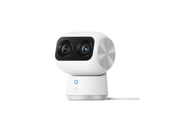 eufy Security 4K UHD Caméra intérieure S350 Caméra de surveillance intérieure\, soins pour bébé\, double objectif\, zoom ×8\, rotation 360°\, pour enfants et animaux