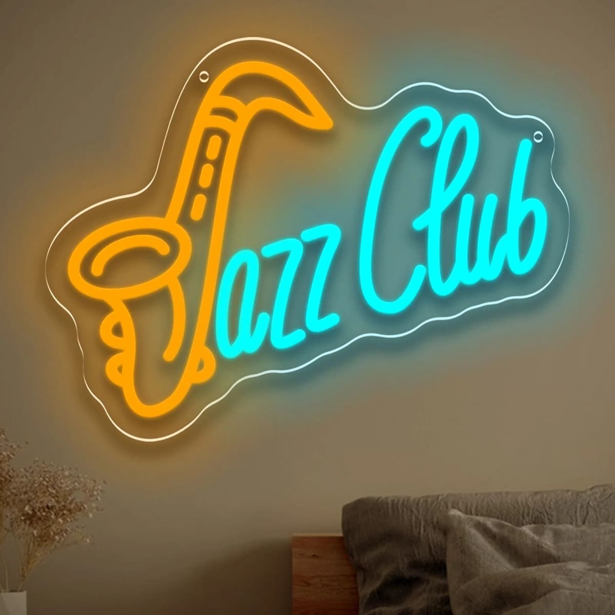 NONE Jazz Club LED Neon Sign Saxophone Neon Light USB Powered Dimmable for Bedroom Music Room Music Studio Bar Wall Art Decor Gift