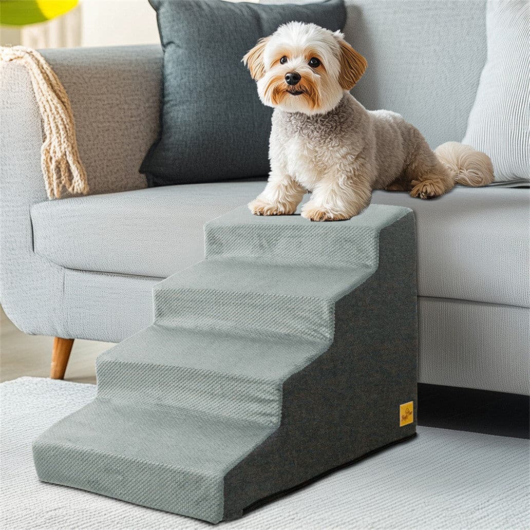 Archie & Oscar Pet Stairs With Steps Gray 4 Steps (19.49" H x 30.12" W x 15.35" D)