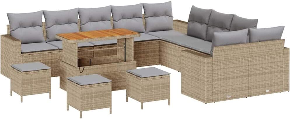 vidaXL Ensemble de canapé de jardin 18 pc 11 place Beige et Gris clair