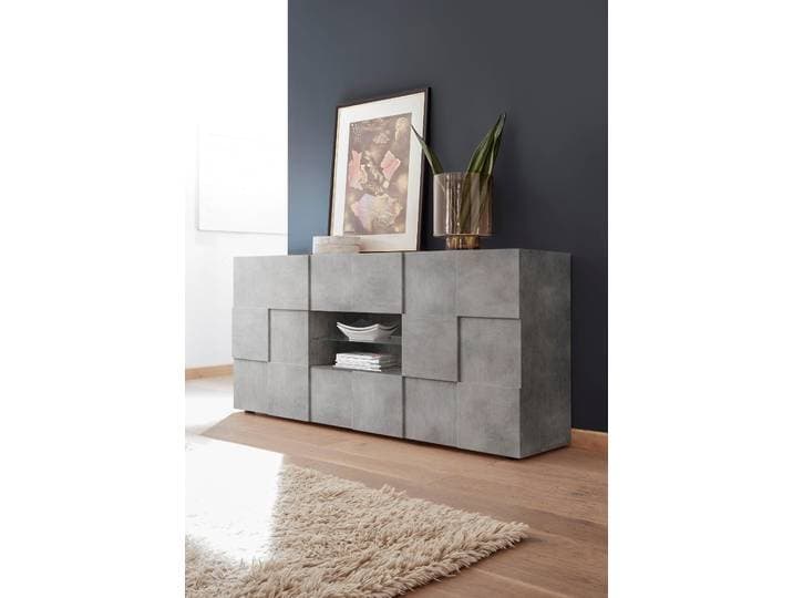 Sideboard HOME AFFAIRE Dama Breite 181, Kommode 2 Türen u. 2 Schubkästen, Anrichte , grau (beton, optik), Sideboards, Sideboard, Front in 3D-Optik, viel Stauraum, verschiedene Farben