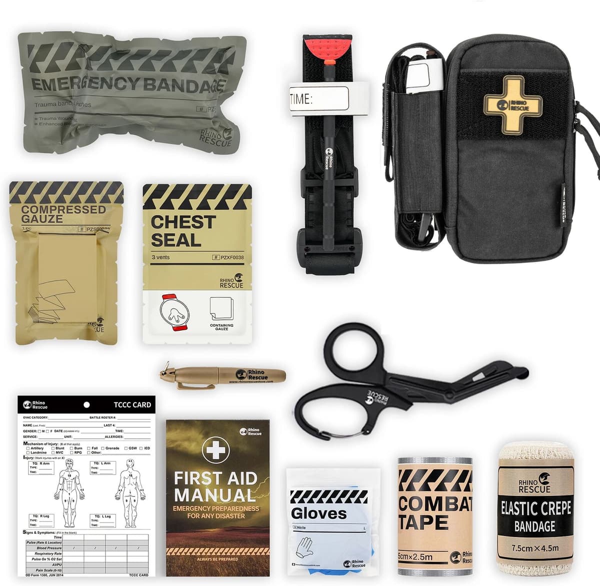 Rhino RESCUE Fanny Pack First Aid Kit, Compact Emergency Pouch with Molle Quick-Release for Outdoor Camping Hiking IFAK
