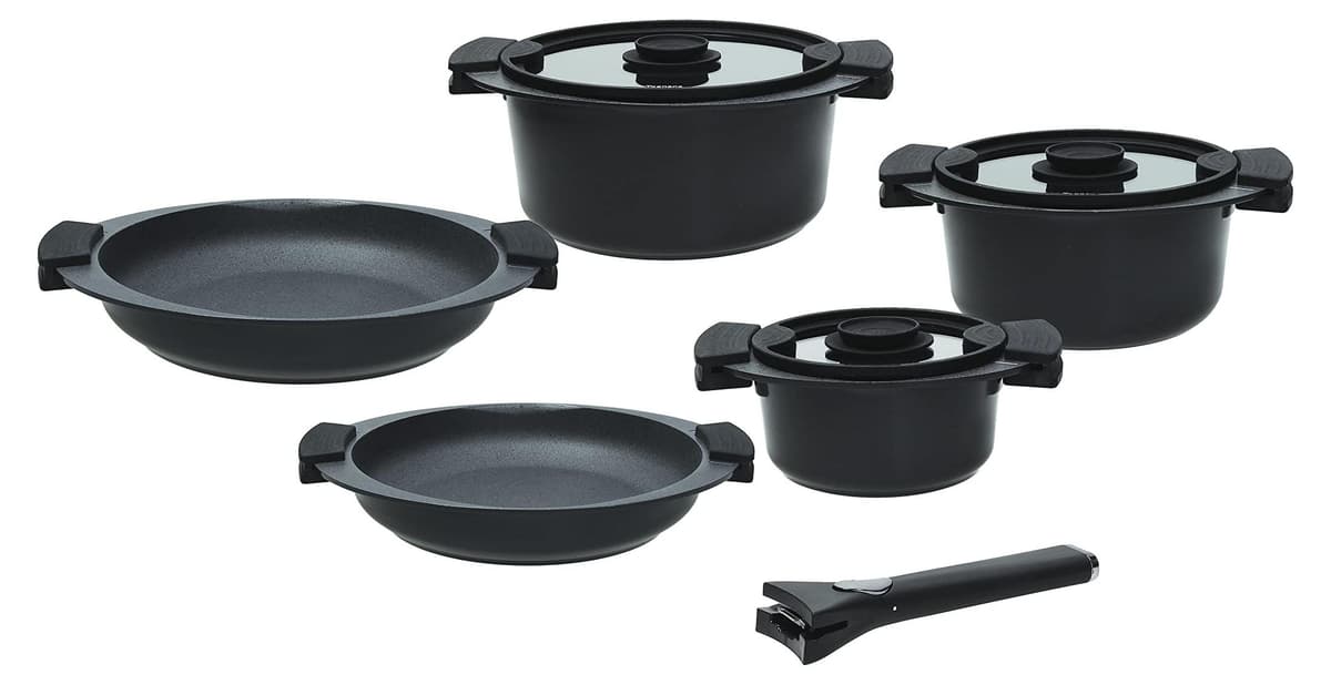 Pannenset 8-teilig, antihaftbeschichtet, Aluminium, Schwarz, für Induktion