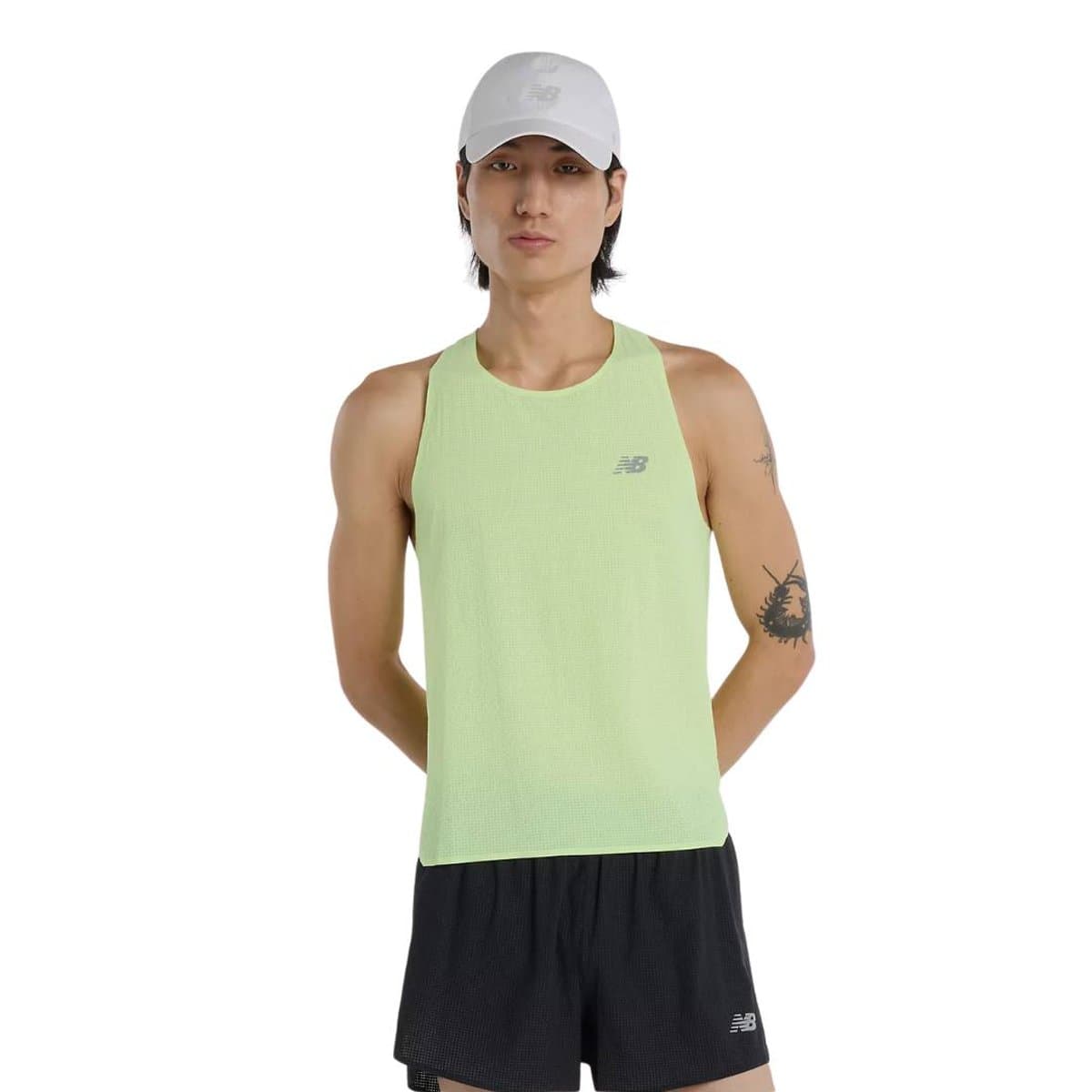 Camiseta New Balance Race Day Ultra Light Sem Mangas Verde, Tamanho S Homem