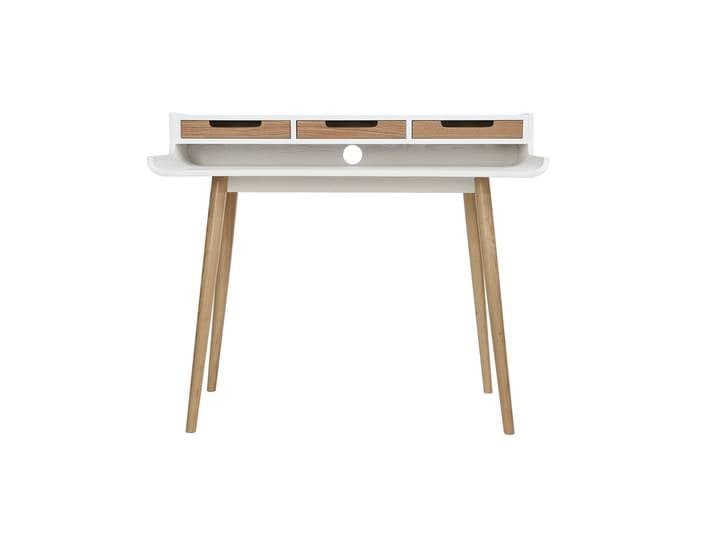 Bureau avec rangements scandinave bois clair et blanc L110 cm OPUS