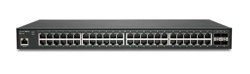 SonicWall SWS14-48 Managed Switch met 48 x 10/100/1000 poorten en 4 x 10 Gigabit SFP+ voor rackmontage