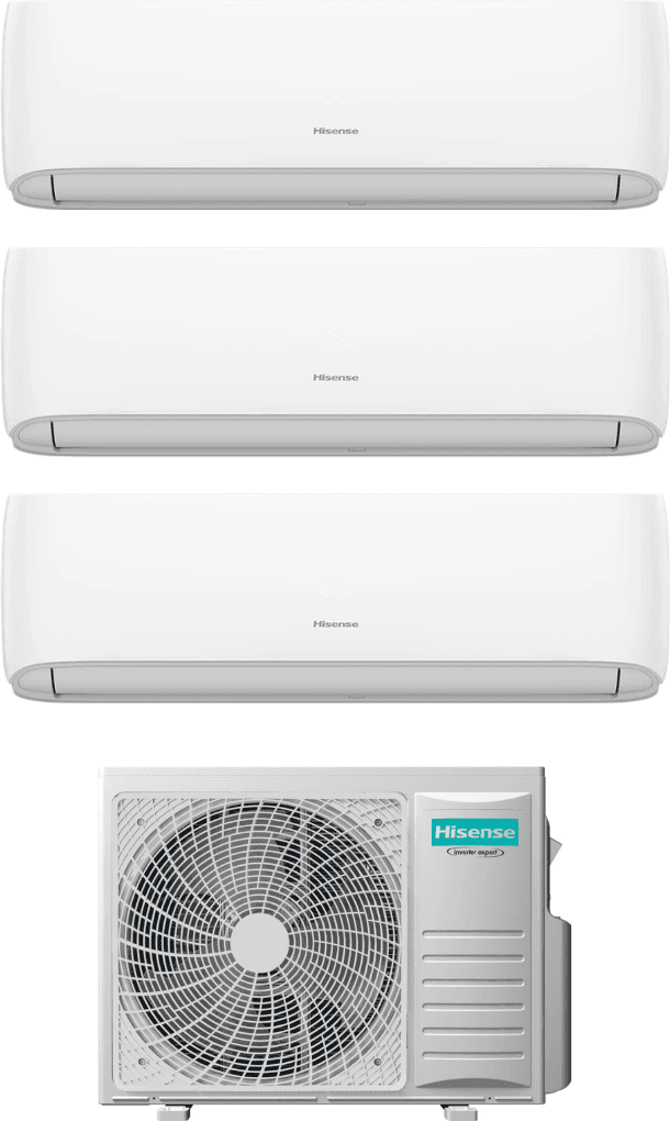 Hisense Condizionatore Climatizzatore Trial Split Inverter R-32 Hi-Comfort 9000+12000+12000 con 3AMW62U4RJC Wi-Fi Integrato 9+12+12
