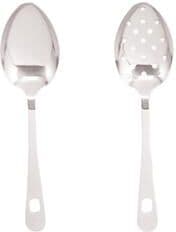 HIC Kitchen Serving Spoon Set, Japanese Stainless Steel, Solid and Pierced Spoons, Set of 2