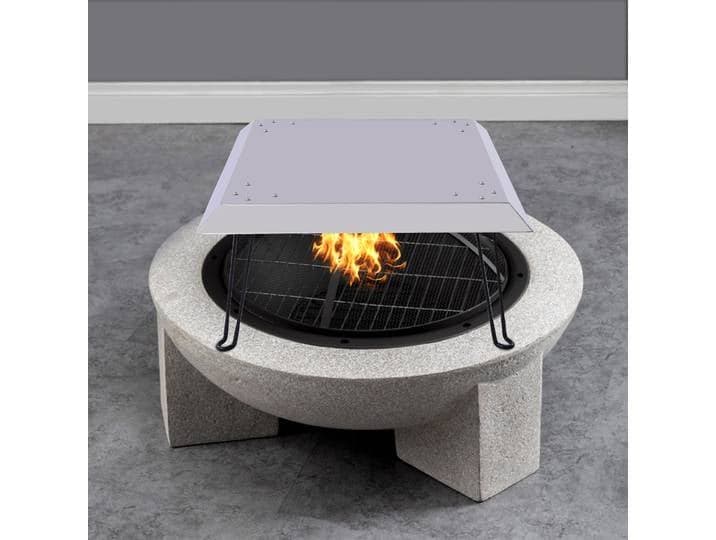 Bras de protection thermique en acier inoxydable pour foyer extérieur, repousse la chaleur vers le bas et vers l'extérieur, avec poignée de transport pour brûleur linéaire encastrable