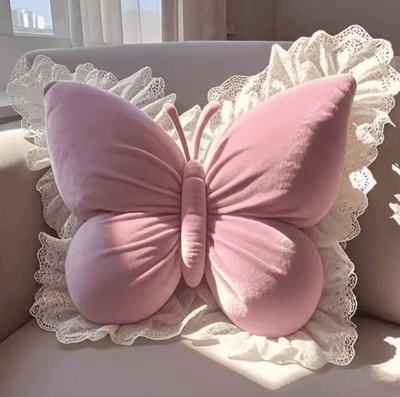 Uplift Curations FlutterCharm Princess Butterfly Pillow 21.7 By 19.7 In Pink Bow Decorative Sofa & Bed Cushion pink