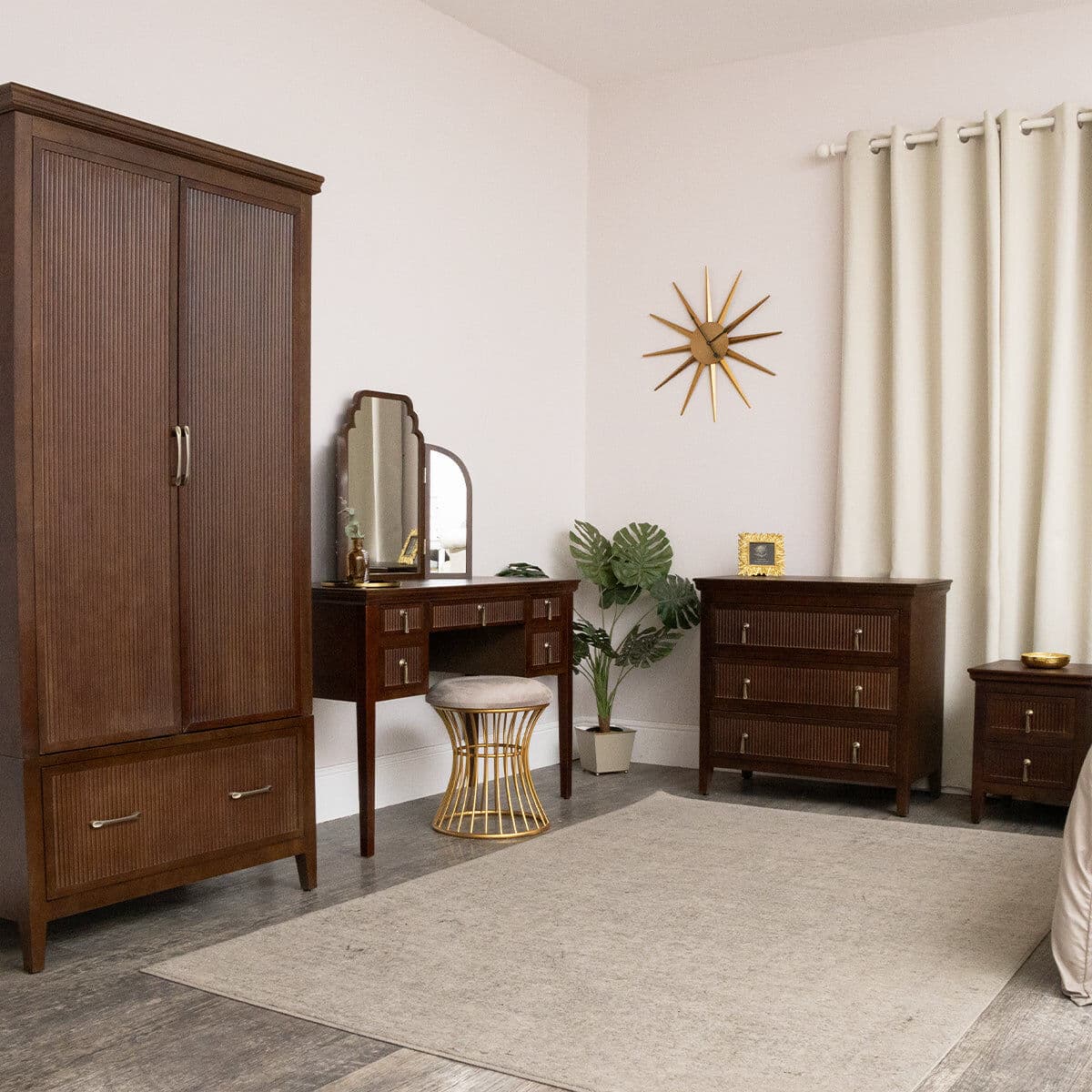 Dark Wood Arched Dressing Table Mirror - Georgian Range Wood, Glass
