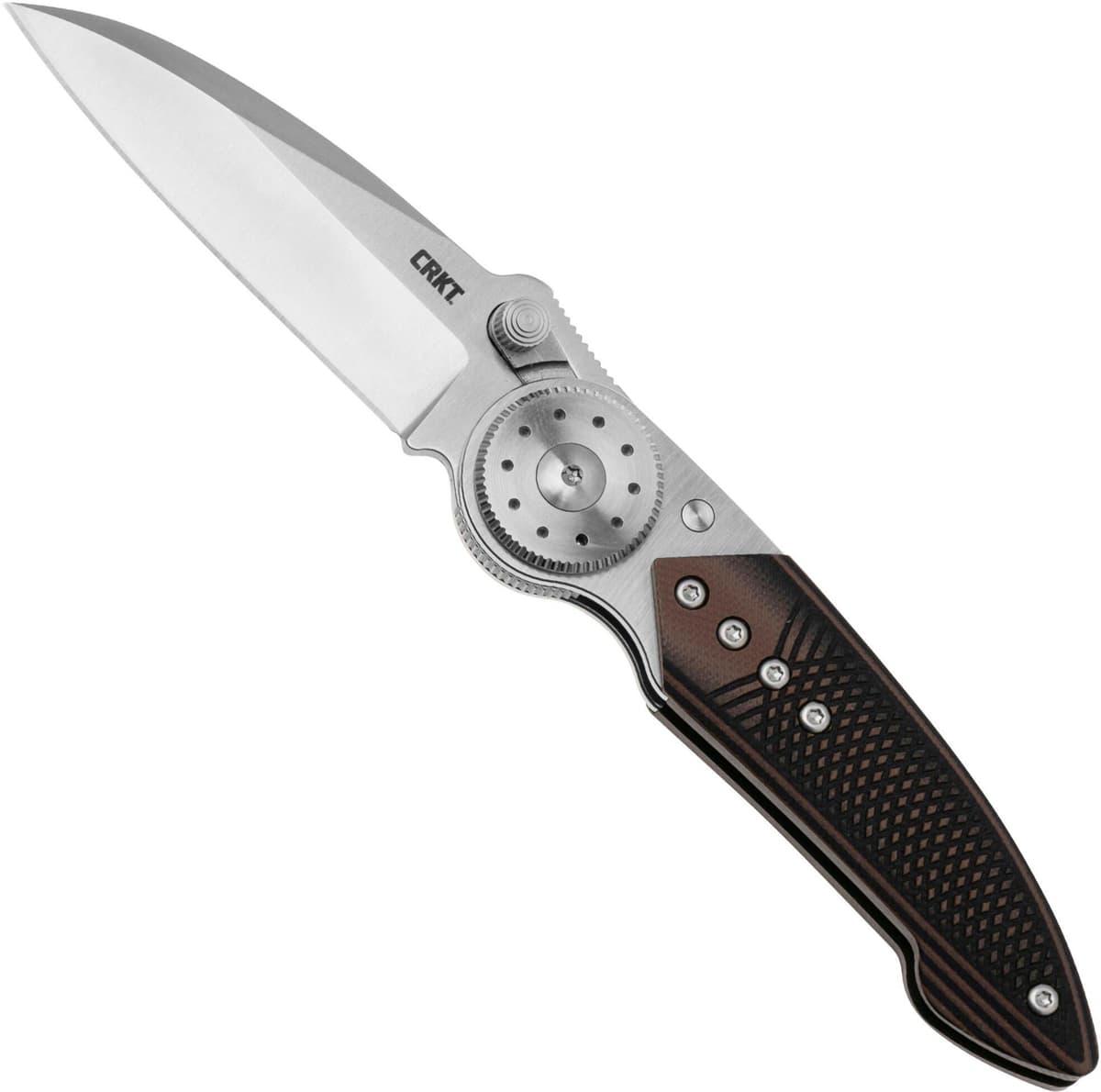 CRKT Walker Blade Lock 4200 Satin 14C28N, Stainless Steel, Black Brown G10 Overlay, coltello da tasca, Michael Walker design