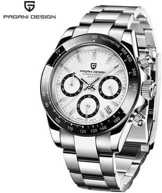 Uplifted Finds Pagani Design 40mm Quartz Watch Stainless Steel Sapphire steel White