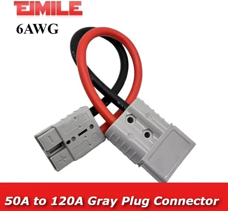 DIVEDEER Gray Plug 50A Plug to 120A Plug Connector 6AWG Silicone Wire Extension Connection Conversion Line For Forklift Battery Charging