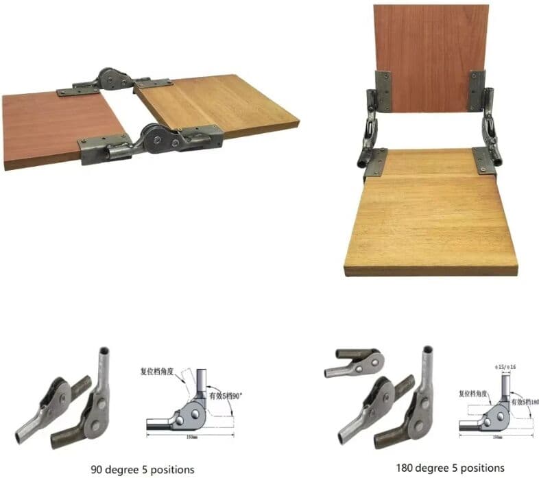 NONE 1Pair 2pcs Adjustable Folding Ratchet Sofa Hinge Chair Hinge For Armrest Backrest 5 Positioned welded Mounting L Plate