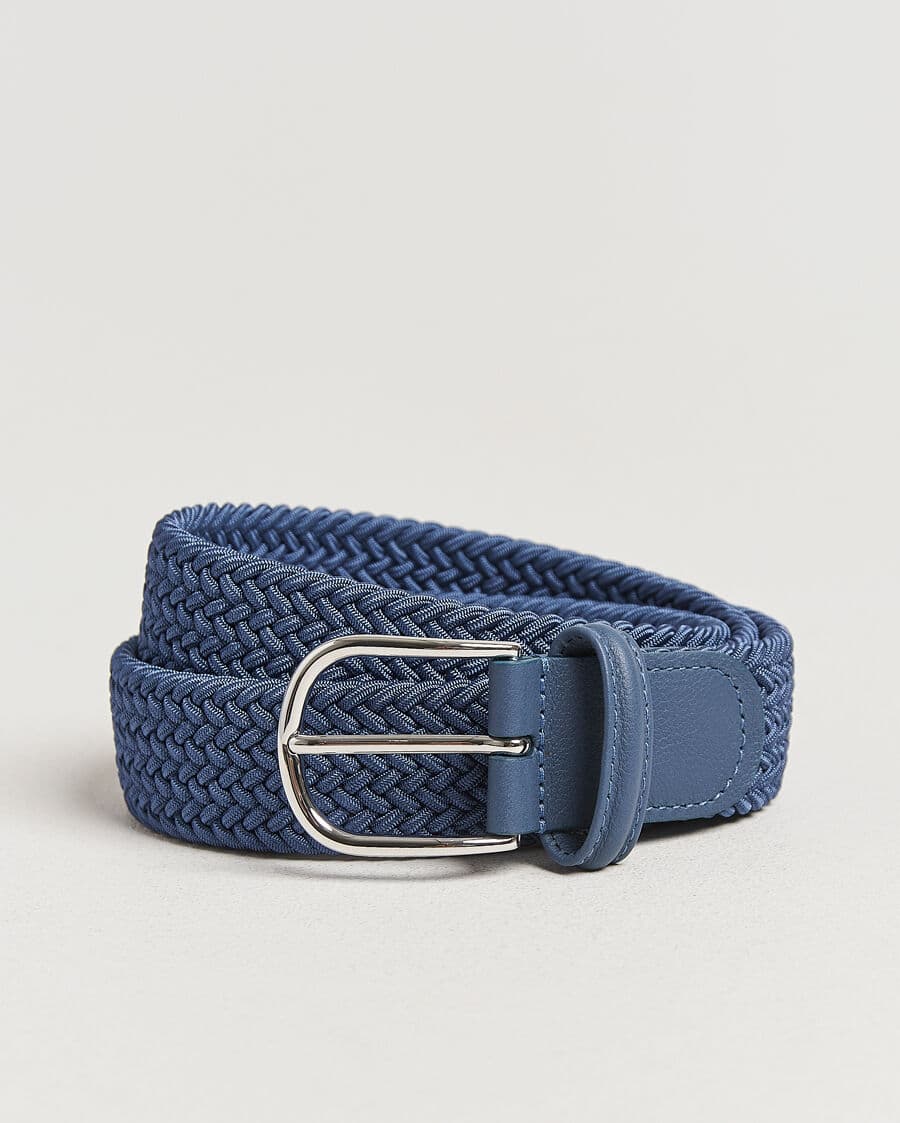 Anderson's Stretch Woven 3,5 cm Belt Air Force Blue men 95 Blå