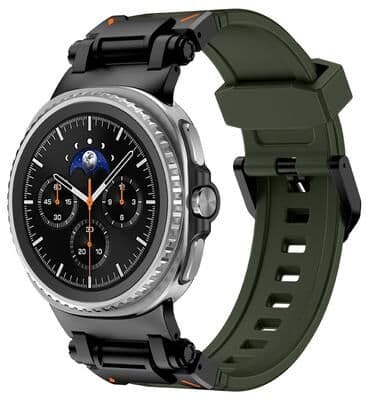 Everyday Crate Samsung Galaxy Watch 8 Classic Silicone Watch Band With Explorer Metal Connector Adjustable Replacement Strap black Green