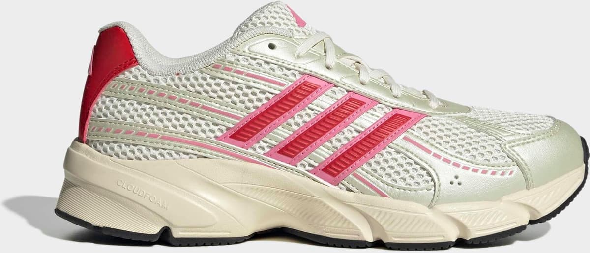 Sneaker ADIDAS SPORTSWEAR "TECHNOCHAOS 2000", Damen, Gr. 43, sanftes weiß, better scarlet, bliss pink, Synthetik, Textil, Schuhe Sneaker, inspiriert vom Design des adistar control sanftes weiß, better scarlet, bliss pink 43
