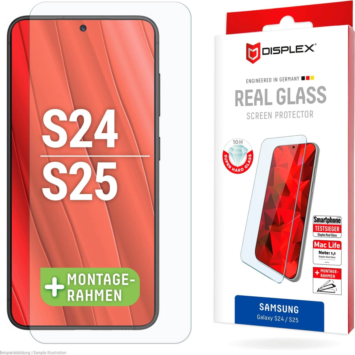Displex Displayschutzglas "Real Glass", transparent, B:9,3cm H:1,5cm T:20,1mm, Displayfolien, Displayschutzfolie Displayschutz kratzer-resistent 10H splitterfest, Displayschutzglas