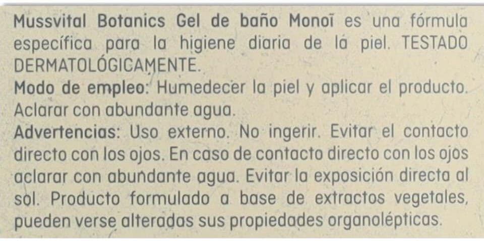 MUSSVITAL Botanics Gel Baño Monoï 100 ml