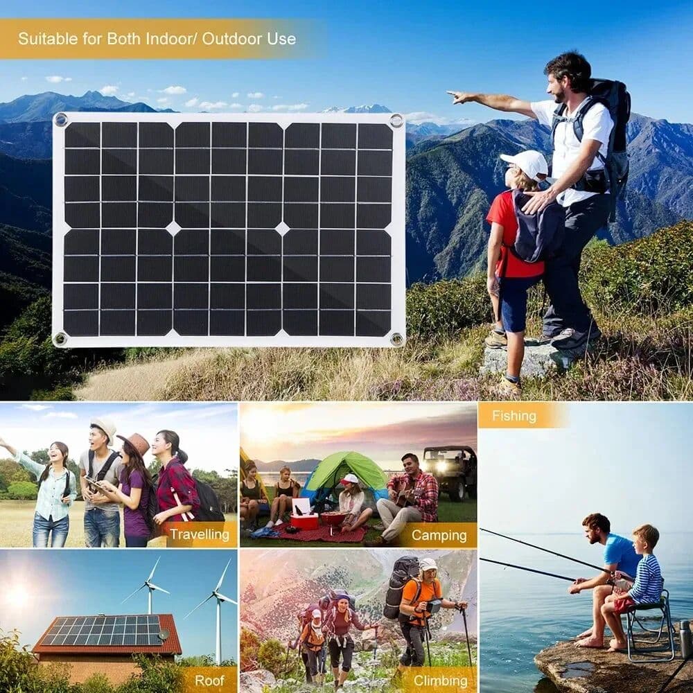 NONE 2400W Solar Kit Panel 18V USB Charger Port with Solar Charge Controller Solar Battery Charger For Outdoor Camping Car RV System