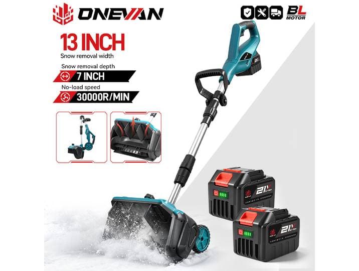 ONEVAN – balayeuse à neige électrique sans balais 3200W, souffleuse à neige sans fil, roue propre, outil de jardin de rue pour Makita, broche de batterie 18V