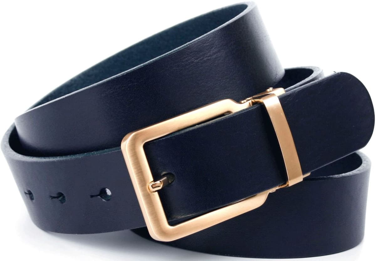 Ledergürtel ANTHONI CROWN, Herren, Gr. 110, blau, Leder, unifarben, Gürtel Ledergürtel, in 4 cm breit für den Casual-Look blau 110