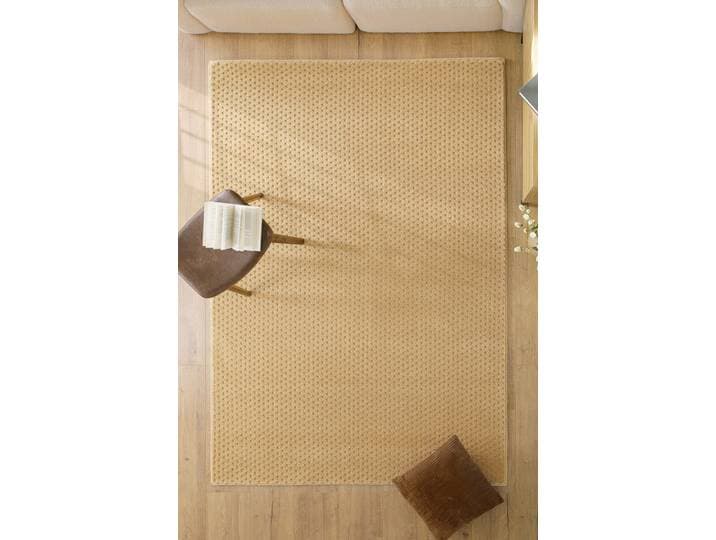 Teppich WECON HOME Castello THREE , beige (sand beige), B:160cm H:7mm L:230cm, Schurwolle, Teppiche, Teppich, Schurwolle, Kurzflor mit Hoch-Tief-Effekt, Wohnzimmer, Punktmuster