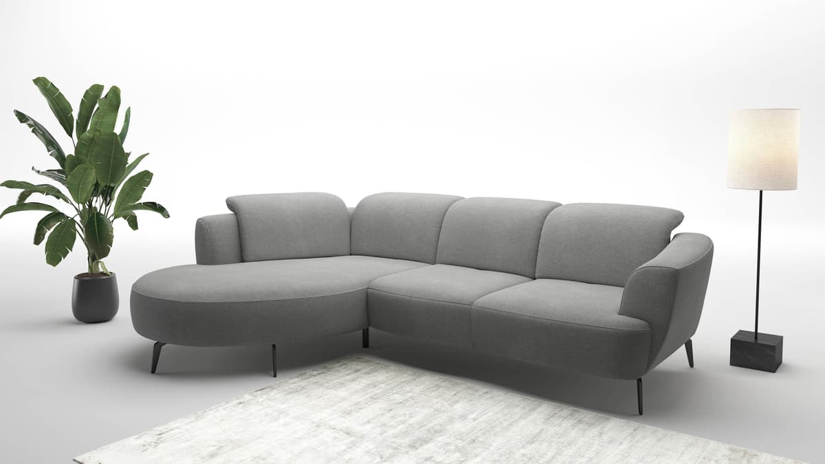 Ecksofa SIT & MORE "Zoe", grau, B:309cm H:87cm T:199cm, 95% Polyester, 5% Polyamid, Sofas, Ecksofa, ink.Sitztiefenverstellung, wahlweise mit Kopfteilverstellung
