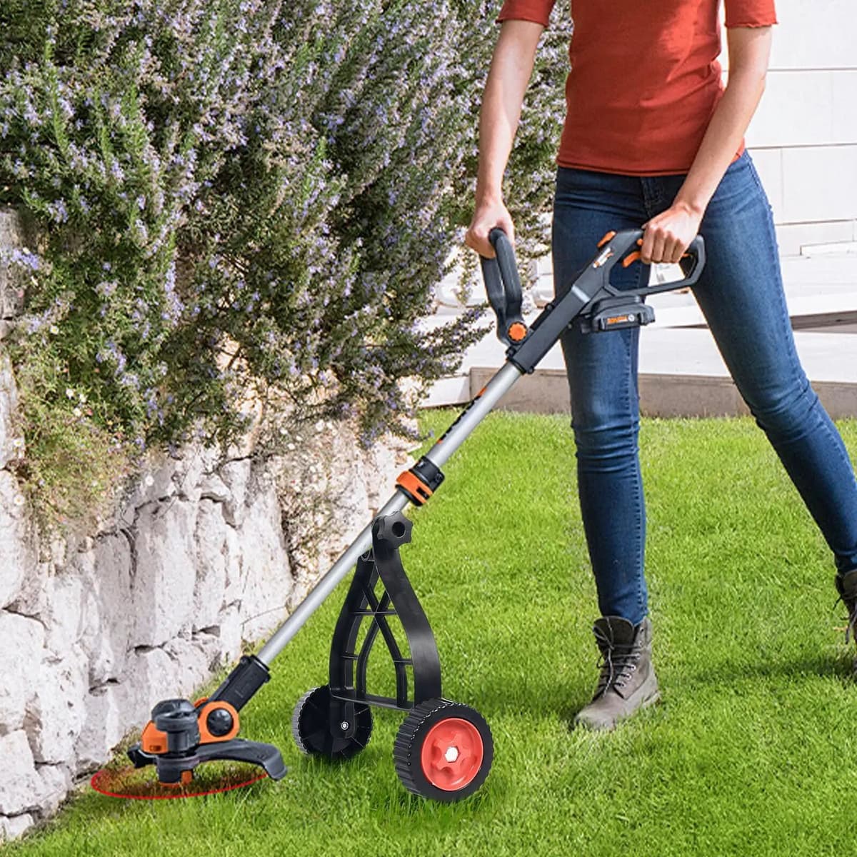 NONE Adjustable Mower Auxiliary Support Wheel,Portable Grass Machine Accessory,For Brush Cutter And String Trimmer Use