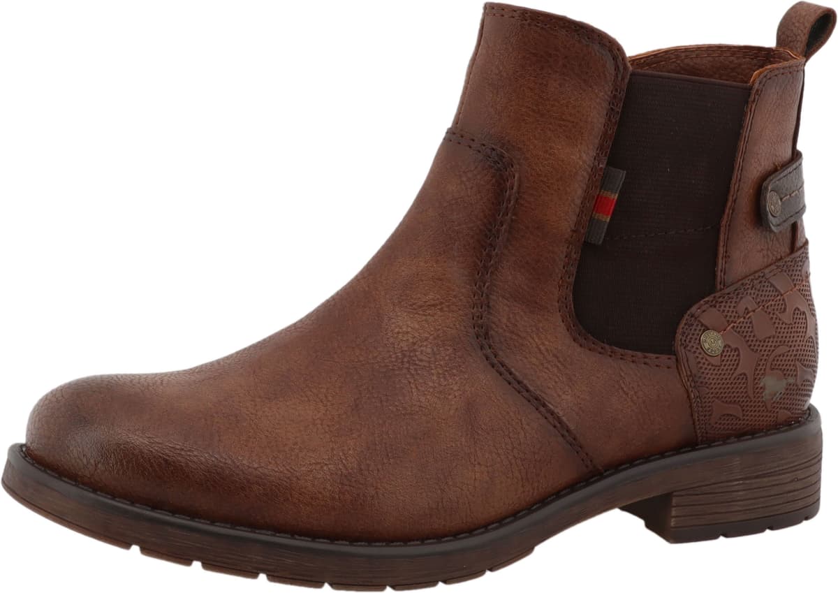 Winterboots MUSTANG SHOES "Elfi", Damen, Gr. 39, braun (cognac), Lederimitat, Textil, used, Schuhe Winterboots, Winterboots mit Stretcheinsatz cognac 39