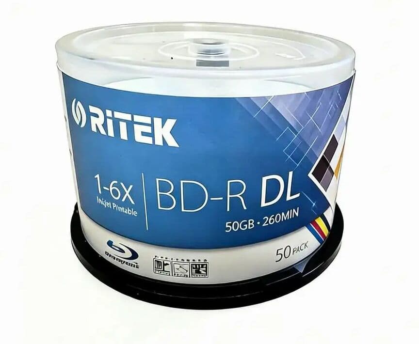 NONE Blue Ray Disc BD-R 50GB Bluray DVD BDR 50g Inkjet Printable 1-6X Speed 50Pcs/Barrel