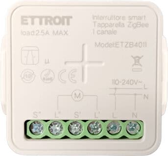 Ettroit Micromodulo Interruttore Tapparella, Tende Smart Zigbee 1 Canale 2.5a Da Incasso Etzb4011