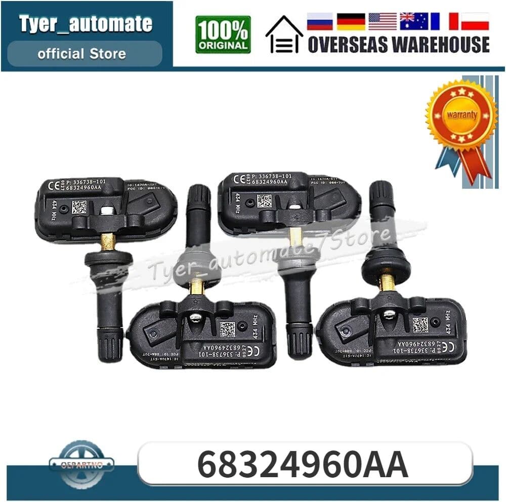 GANGLE 4PCS For JEEP CHEROKEE RAM 1500 1500 CLASSIC 2500 3500 Tire Pressure Monitoring System Sensor 434MHz 68324960AA 68324960AB