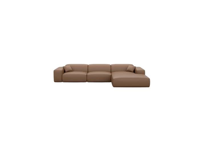 4-Sitzer Design Echtleder Ecksofa „Alviera“ mit Relaxfunktion Echtleder Choco Brown BLOOMINGLOFT Collection