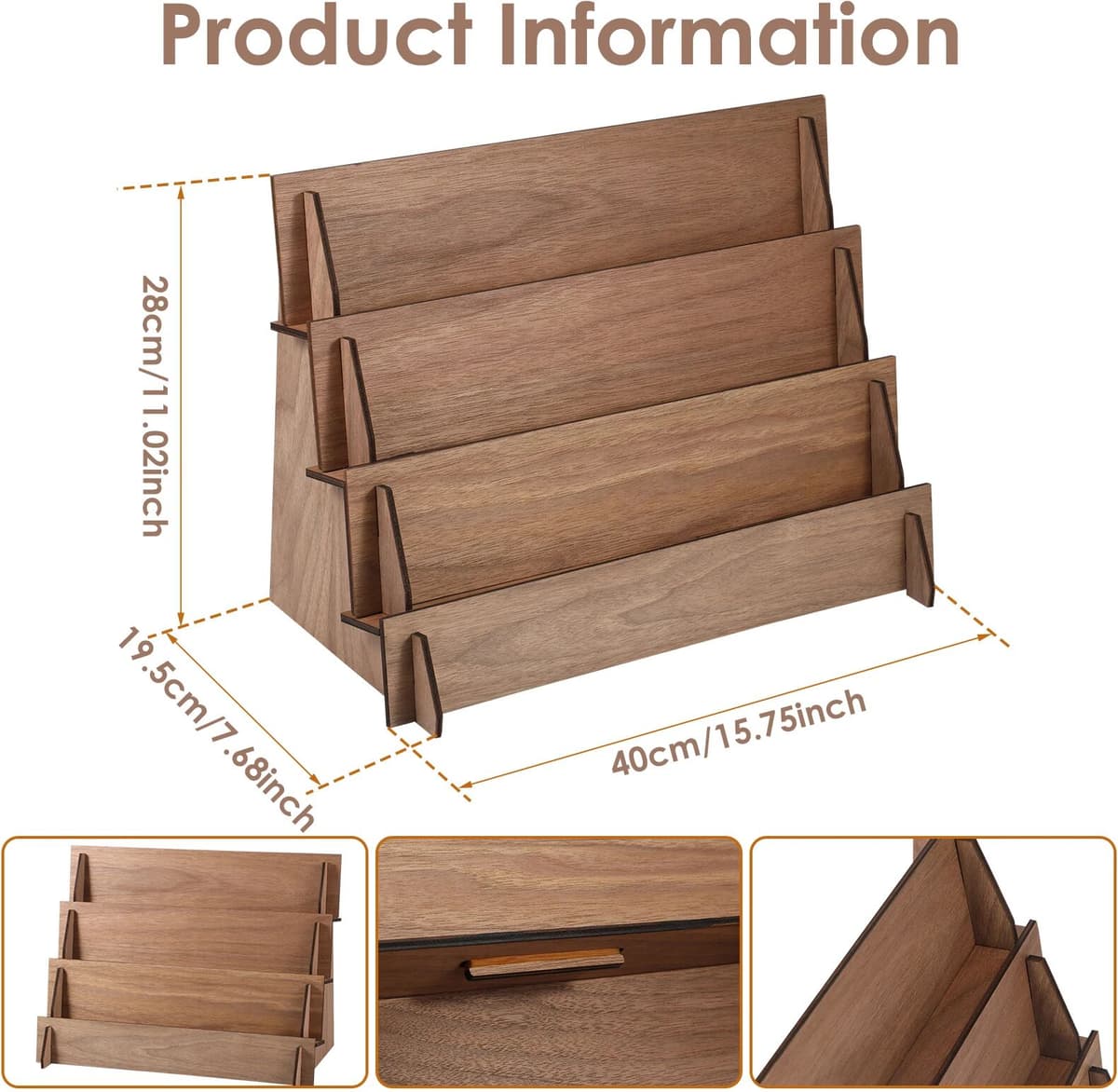 NONE Card Display Stand 3/4 Layer Wooden Postcard Display Stand Multifunctional Greeting Card Storage Rack for Office Home Decoration