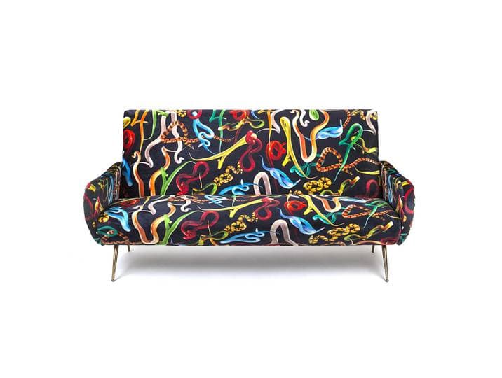SELETTI canapé 3 places TOILETPAPER ARMCHAIR (Snakes - Tissu en polyester, Structure en bois, polyuréthane et métal)