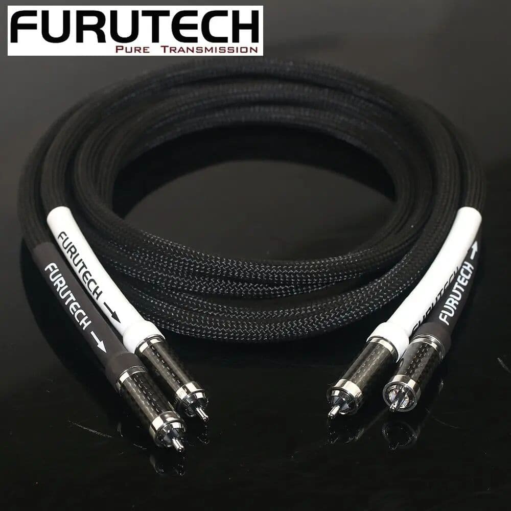 MEEAOCC Hi-fi Furutech μ-P2.1 PCOCC Dual Lotus RCA Audio Cable with Direction CD Power Amplifier Connector Cable Carbon Fiber Plug
