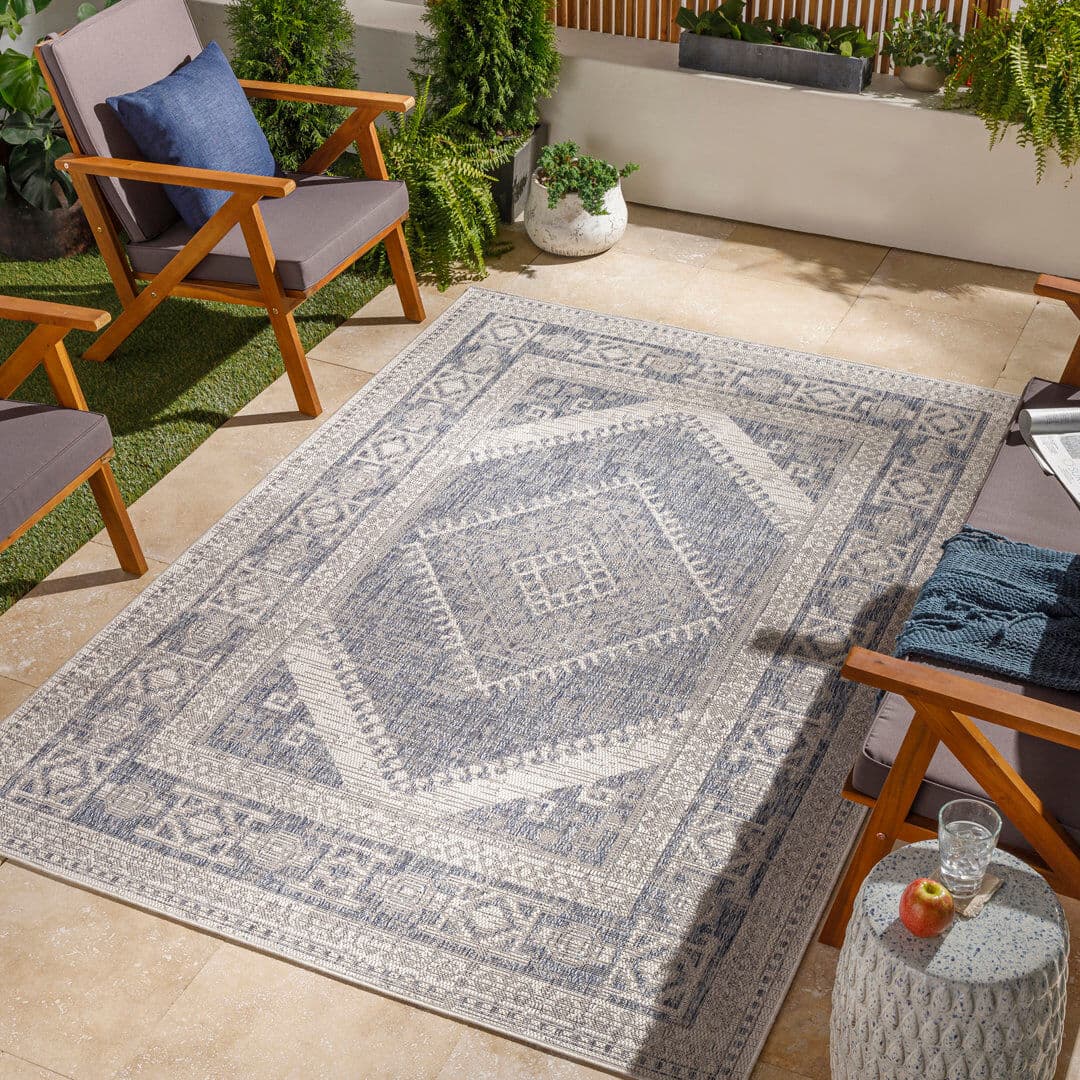 Langley Street Indoor & Outdoor Boho Rug Blue/Grey Navy;Tan;Blue;Pale Blue;Taupe;Off-White;Gray Rectangle 160 x 213cm