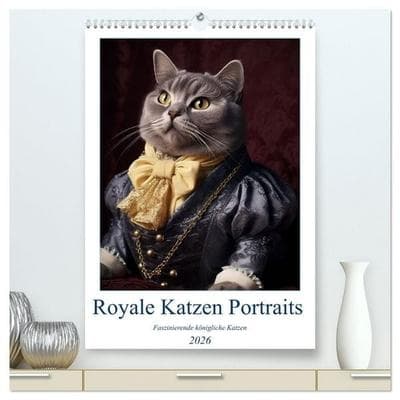 Royale Katzen Portraits (hochwertiger Premium Wandkalender 2026 DIN A2 hoch), Kunstdruck in Hochglanz