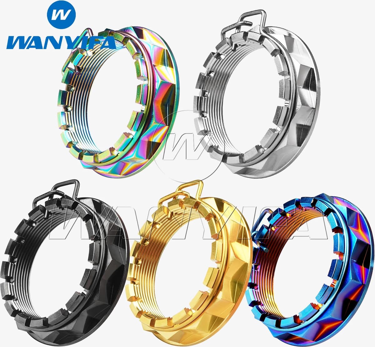 Wanyifa Titanium Nut M38/M48 Rear Wheel Axle Nuts for Motorcycle Ducati with ring