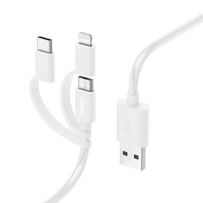 Hama USB-Kabel USB 2.0 USB-A Stecker, USB-C® Stecker, Apple Lightning Stecker, USB-Micro-A Stecker 1 m Weiß 00201535