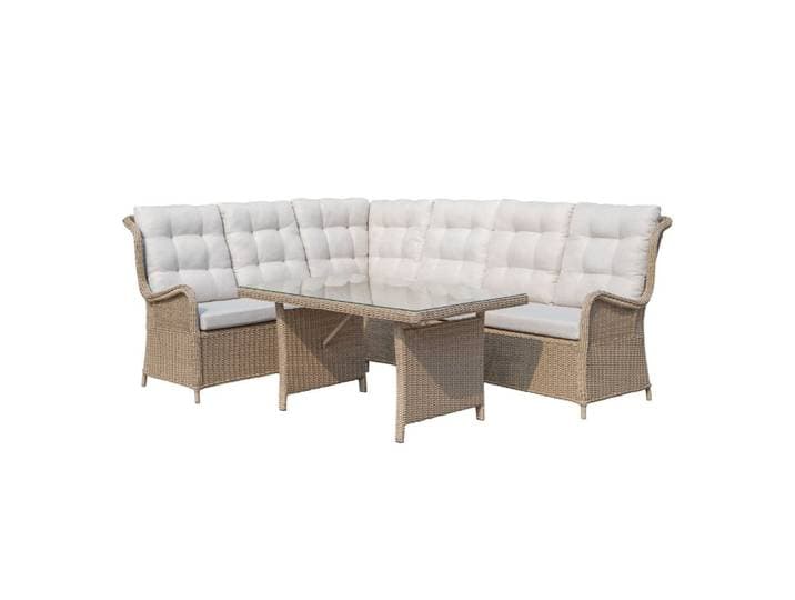 Glasgow dining loungeset 6 personen wicker Royal Sand 5-delig - 258x202cm