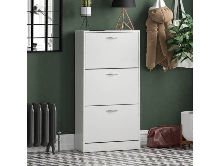 Meuble à chaussures 3 tiroirs – Armoire de rangement pour chaussures meuble d'entrée ou de couloir Blanc