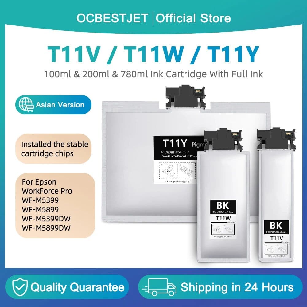 OCBESTJET T11V T11W T11Y Replacement Ink Pack With Chip For Epson WorkForce Pro WF-M5899 WF-M5399 Printer Ink Cartridge