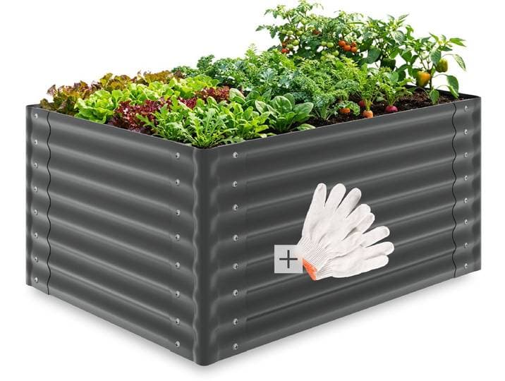 tectake® Verhoogde Plantenbak - 120 x 90 x 62 cm - 650 L - Plantenbakken voor Buiten - Kweekbak - Moestuinbak - Verzinkt Staal - Open Bodem - Kruidentuin - Tuinbak - Ergonomisch