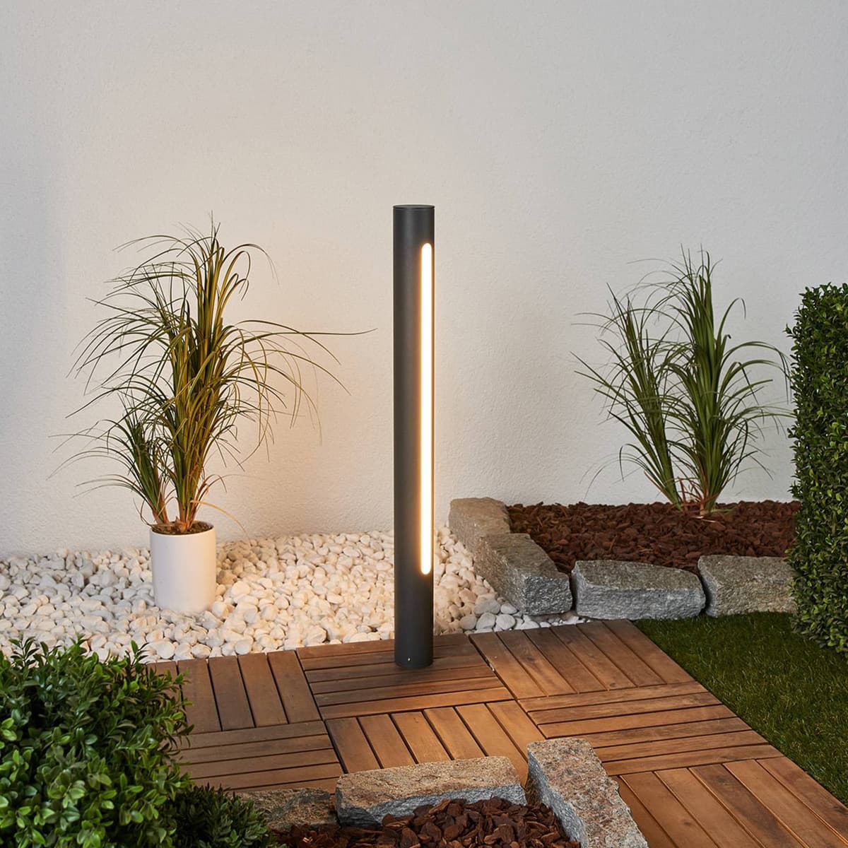 Słupek oświetleniowy LED Tomas Lucande, aluminiowy / szary / cynkowy, aluminium, nowoczesny