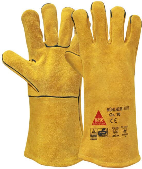MÜHLHEIM I SUPER Gants de soudage cuir croûte de bovin TÜV GS Réf. 10 Hase (301010-10)