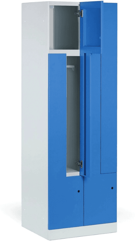 B2B Partner Kovová šatníková skrinka S1 Z, 4 oddiely, 1850 x 600 x 500 mm, zámok s čítačkou RFID kariet, červené dvere